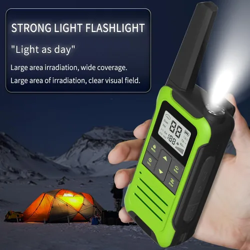 Miniatura 7 de Walkie Talkies de largo alcance para adultos, radio FRS recargable Walkie Talkie 6 unidades Baofeng F22 Waki Taki, NOAA, linterna, cargador tipo C