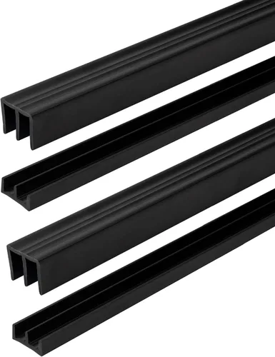 Miniatura 17 de Riel de puerta corredera de panel de 1/4 pulgadas, juego superior e inferior de plástico negro de 48 pulgadas, fabricado en EE. UU., paquete de 1