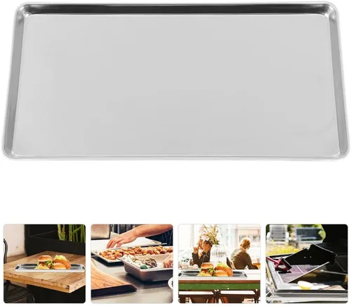 Miniatura 2 de Kichvoe Plato rectangular de fideos de arroz de acero inoxidable para cocina, restaurante y uso al aire libre, fácil de limpiar y apto