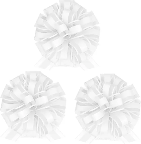 Insta Bows - Lazo grande de 8 pulgadas para bicicleta, lazo blanco de encaje y cinta que hace que el lazo grande sea perfecto para envolver regalos
