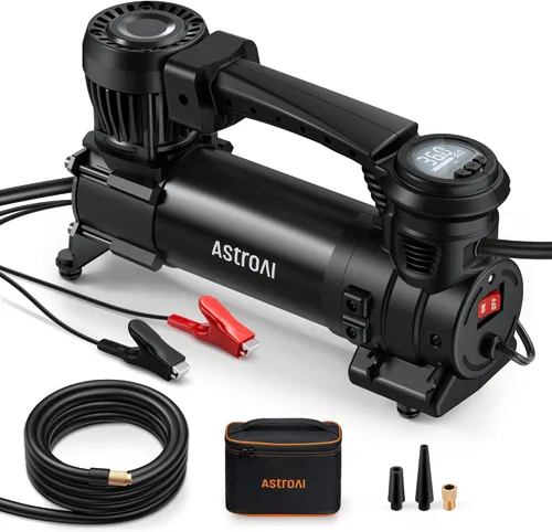 Miniatura 8 de AstroAI T3 Compresor de aire de alta resistencia 12V Compresor de aire portátil todoterreno con 1.97CFM, bomba de neumáticos de 120PSI con clips