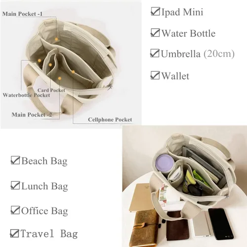 Miniatura 2 de SUNNY SHOP Bolsos cruzados para mujer, bolsa de lona con cremallera, organizador de bolsillos, bolsa de almuerzo para mujer, bolso pequeño de hombro