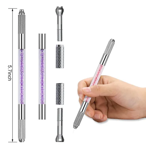 Miniatura 5 de Microblading Pen - Bolígrafos manuales para cejas, suministros de microcuchilla, herramienta de mano de microblading de doble cara para suministros