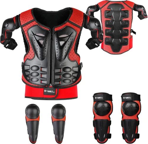 Miniatura 11 de JUSTDOLIFE 5 piezas de equipo de motocross juvenil, chaqueta de protección de armamento de motocicleta, armadura de motocicleta para niños con Azul
