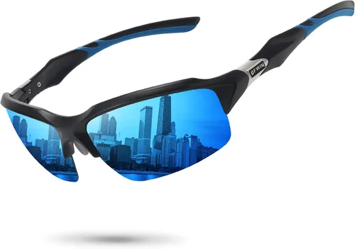 Miniatura 11 de Gafas de sol deportivas polarizadas para hombres y mujeres, envolventes alrededor de medio marco, ciclismo, pesca, ciclismo, correr, gafas de sol