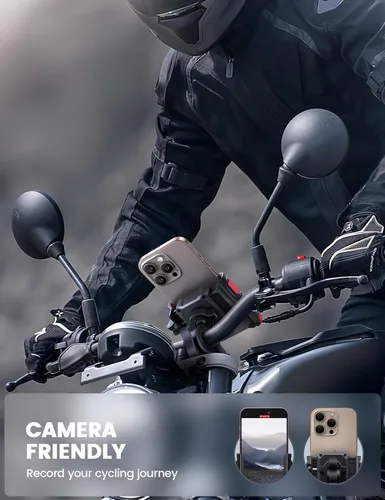 Miniatura 2 de Lamicall Soporte de teléfono para motocicleta y bicicleta - [No bloquea la cámara] [Bloqueo de 1s] Abrazadera soporte de teléfono celular para Rojo