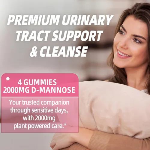 Miniatura 5 de Gomitas D-manosa de 2000 mg con arándano 500 mg e hibisco - Suplementos masticables de manosa D para mujeres - Suplemento de salud para limpiar
