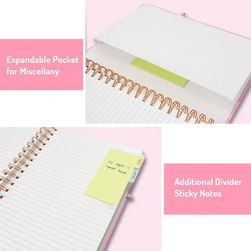 Miniatura 5 de Forvencer Cuaderno rayado en espiral con 300 páginas numeradas, diarios gruesos A5 para escribir con papel de 3.53 oz/m², cuadernos de tapa dura