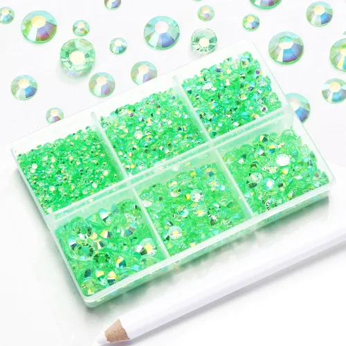 Miniatura 8 de 3000 diamantes de imitación de parte trasera plana, diamantes de imitación AB de parte trasera plana rosa claro para manualidades, gemas