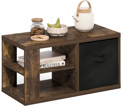 Miniatura 6 de Furinno Viola - Mesa de café moderna de 3 niveles con tablero de 1.2 de espesor, mesa auxiliar con estante abierto y contenedor de almacenamiento