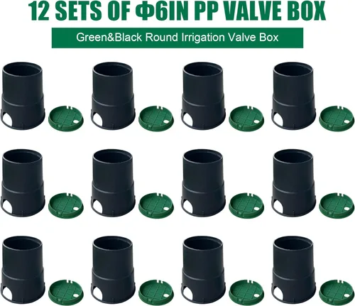 Miniatura 2 de 12 juegos de cajas de válvulas de PP duraderas antideslizantes circulares de 6 pulgadas para aspersores, caja de riego redonda de plástico con tapa