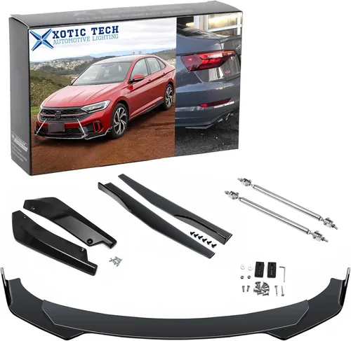 Miniatura 12 de X xotic tech Juego de carrocería para coche con alerón para parachoques delantero, divisor de falda lateral + alerón para parachoques trasero