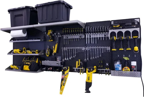 Miniatura 5 de OmniWall Weekend Warrior Ultimate Tool Kit - Sistema de Almacenamiento de Pared de Tablero de Clavos de Metal de 96" x 32" Negro/Naranja