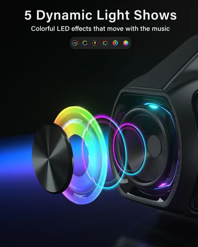 Miniatura 9 de Altavoz Bluetooth portátil de graves de 120 W, potente altavoz inalámbrico con 2 graves y 2 tweeters, tiempo de reproducción de 20 horas, IPX6