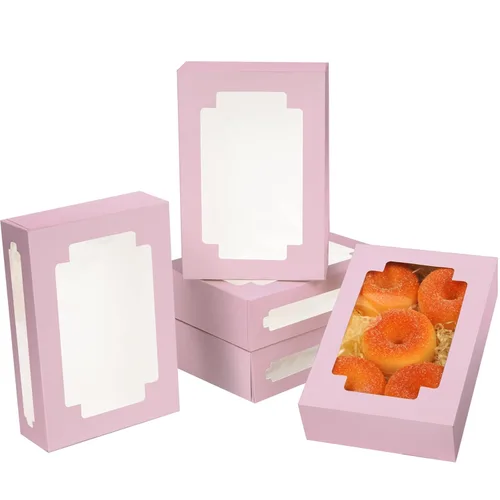 Miniatura 13 de qiqee 36 paquetes de cajas de galletas autopop para regalo de 8 x 5.3 x 2 pulgadas, caja plegable blanca de un segundo con ventana para panadería