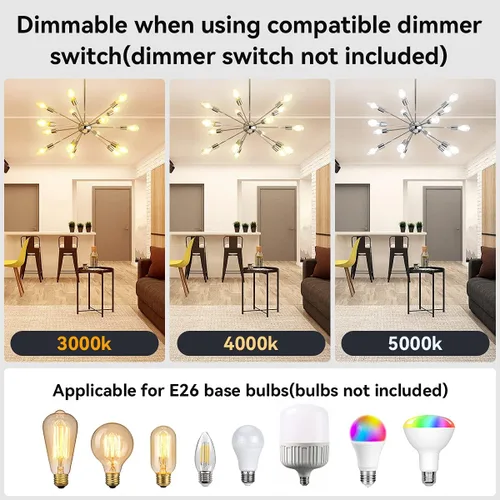 Miniatura 4 de Sputnik Candelabros modernos de 15 luces, lámpara plateada de techo de mediados de siglo, pantallas clásicas para comedor, cocina, pasillo
