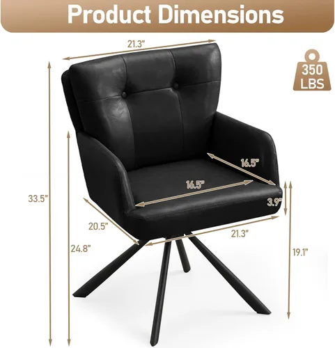 Miniatura 2 de WUTUTUEE Juego de 2 sillas de comedor de piel sintética, modernas, tapizadas, giratorias, cómodas sillas de comedor con respaldo medio, sillón