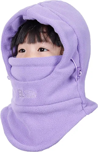 Miniatura 28 de Azarxis Gorro de niños con pasamontañas de forro polar para esquí, máscara facial de invierno, gorro ajustable con calentador doble para el cuello