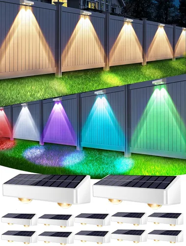 Miniatura 10 de Brizled Luces solares para valla al aire libre, paquete de 8 luces patrióticas para valla al aire libre, 9 colores y 11 modos RGBCW que cambian