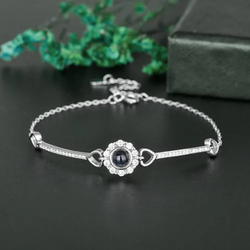 Miniatura 3 de Godchoices Pulsera de fotos personalizada, pulsera de proyección de fotos con imagen en el interior, collar con texto en inglés "I Love You