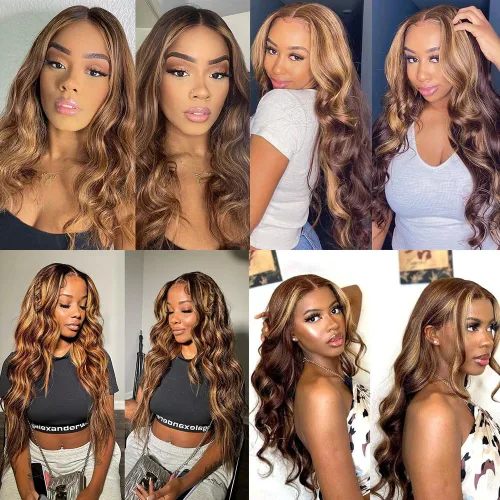 Miniatura 6 de Peluca Rubia Miel Cabello Humano Body Wave 13x6 Encaje Frontal Pelucas de Cabello Humano Para Mujeres Negras 22 Pulgadas