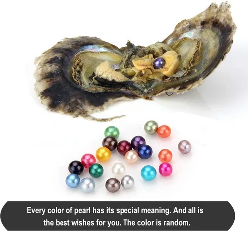 Miniatura 2 de Ostras de perlas cultivadas de agua salada Akoya de colores mixtos de 0.236 a 0.276 pulgadas para hacer joyas de bricolaje (1 unidad, color al azar)