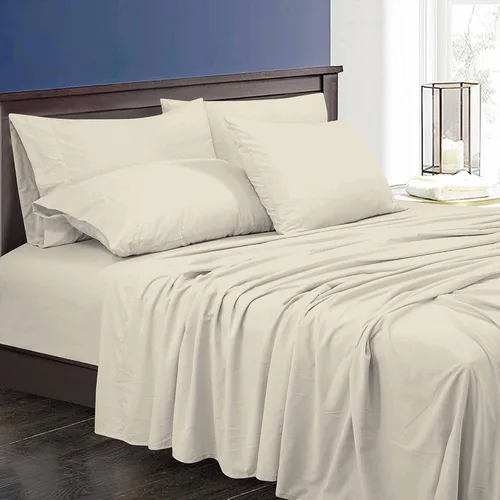 Miniatura 4 de ROYALE LINENS Juego de sábanas Queen de 6 piezas, microfibra suave cepillada de 1800 hilos, 1 sábana bajera y 1 sábana encimera, 4 fundas