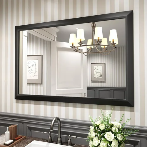 Miniatura 33 de Amorho Espejo de Baño Negro, Espejos de Pared de 24x30 Pulgadas con Marco de Metal Grueso para Sobre el Fregadero, Dormitorio, Sala de Estar