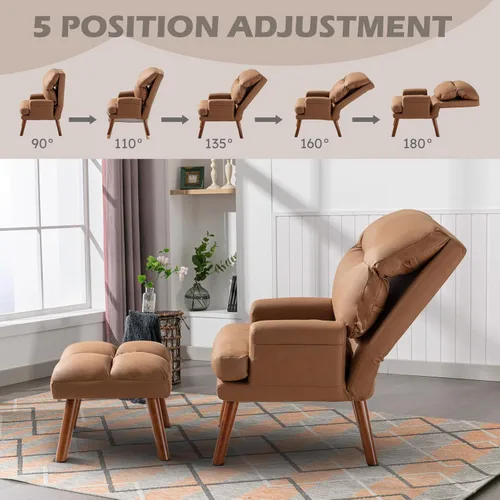 Miniatura 4 de IOMOR Silla de Acento Moderna con Almacenamiento, Sillón Individual con Almohada de Respaldo Mullido, Silla Cómoda Tapizada para Sala de Estar