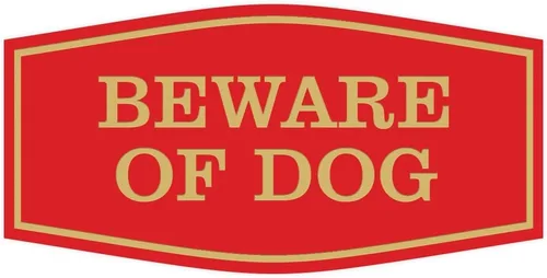 Miniatura 28 de All Quality Fancy Beware of Dog Letrero Material duradero Señales de seguridad para el hogar Fácil de instalar (negro/oro), mediano, 1 paquete