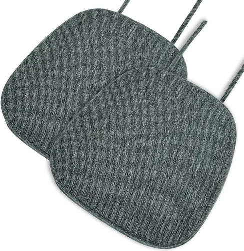 Miniatura 9 de baibu Juego de 4 cojines metálicos de espuma viscoelástica de 14 x 14 pulgadas, diseño de doble capa, antideslizantes, para sillas de comedor, cojín