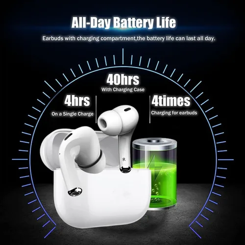 Miniatura 5 de Auriculares inalámbricos Pro 2 Bluetooth 5.3 con micrófono integrado con cancelación de ruido con funda de carga, 40 horas de reproducción, IPX7