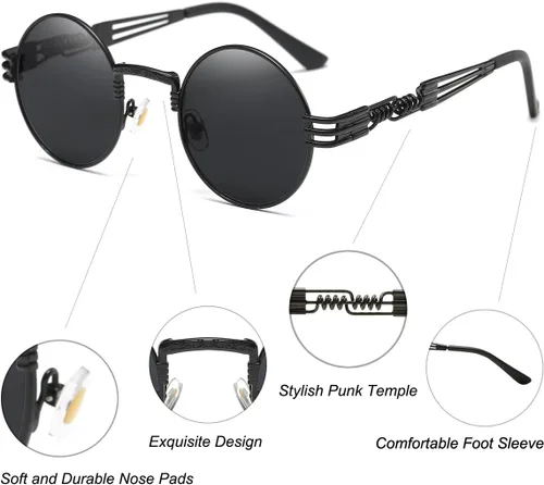 Miniatura 36 de Dollger Gafas de sol redondas Steampunk con marco de metal