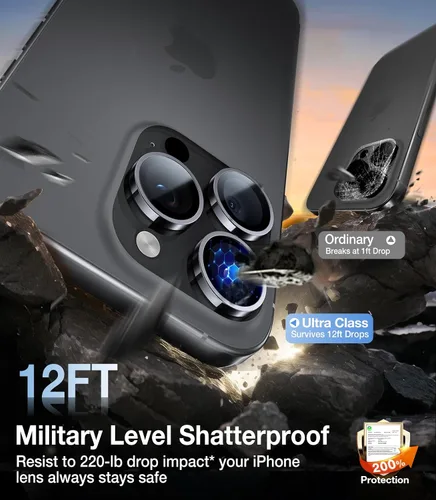 Miniatura 4 de UltraGlass Protector de lente de cámara para iPhone 16 Pro Max/16 Pro [NO.1 grado militar inastillable], protector de cámara para iPhone 16 Pro Max
