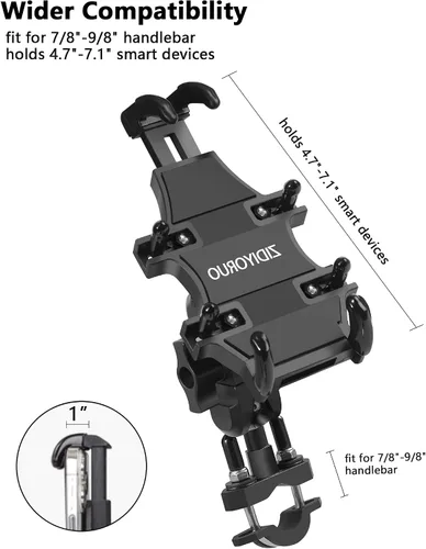 Miniatura 3 de ZIDIYORUO Soporte para Teléfono de ATV, Montaje de Teléfono para Cuatrimoto, 8 Abrazaderas Sostienen Teléfonos de 4.7-7.1", Operación con Una Mano