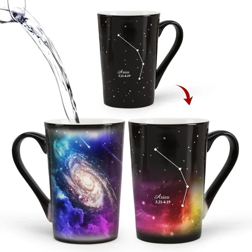 Miniatura 17 de Taza de constelación cambiante de calor de Acuario de 12 onzas, taza de café de Acuario con grabado, taza de café de cerámica que cambia