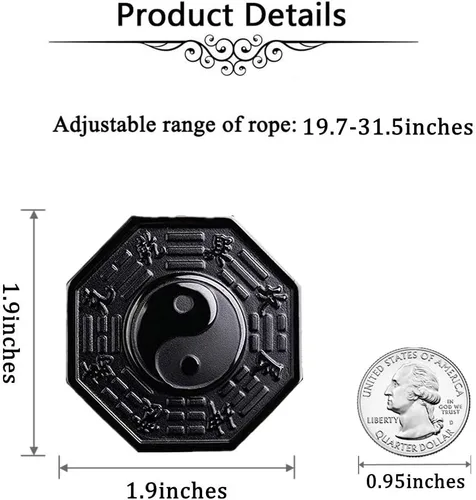 Miniatura 5 de Collar de obsidiana natural, colgante de protección de amuleto de la suerte con cadena de cuentas ajustable, talismán de cristal negro, joyería