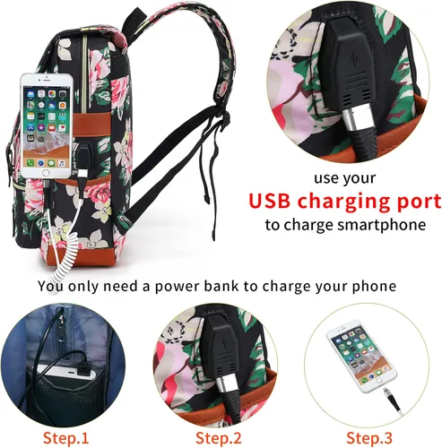Miniatura 4 de YGR - Mochila con estampado floral para laptop para mujeres, hembras, escuela, viaje, negocios, deportes al aire libre, oficina, trabajo