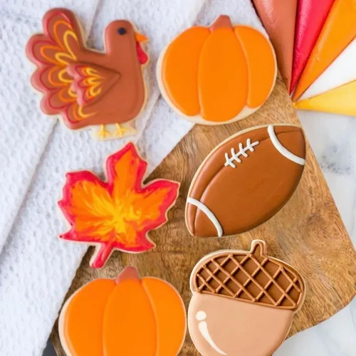 Miniatura 4 de JOB JOL Cortadores de galletas de Acción de Gracias, 6 unidades, 3 a 3.6 pulgadas, calabaza, hoja, fútbol, pavo, bellota, maíz dulce