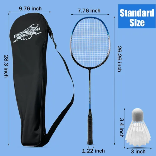 Miniatura 3 de Magicorange Juego de 4 Raquetas de Bádminton para Juegos de Patio Trasero al Aire Libre, Incluye 4 Raquetas, 4 Volantes, 4 Cintas de Agarre