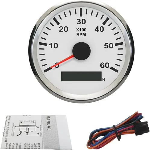Miniatura 5 de ELING Tacómetro impermeable REV Contador RPM Gauge con medidor de horas 0-6000RPM 3.346 in 9-32V con retroiluminación