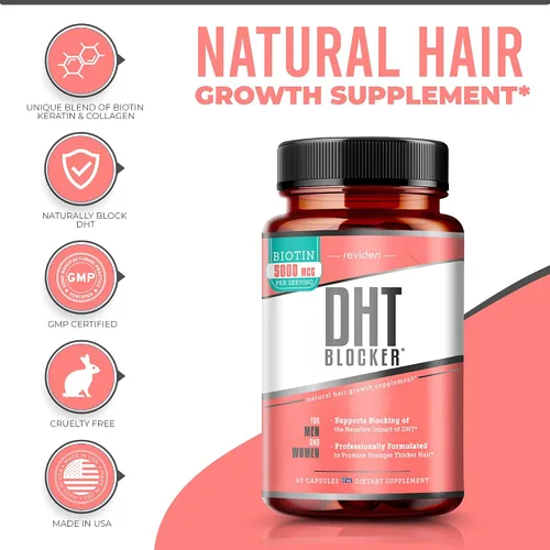 Miniatura 2 de Bloqueador DHT para el crecimiento del cabello con Saw Palmetto, biotina, queratina colágeno para cabello, piel y uñas, vitaminas para mujeres