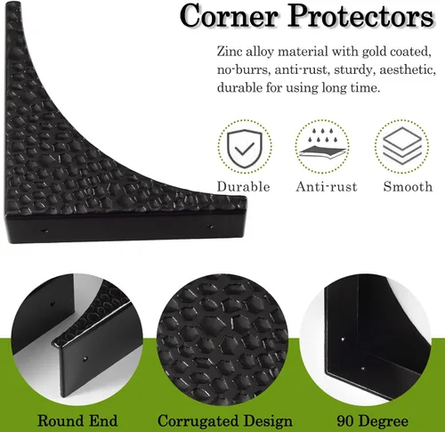 Miniatura 3 de Protectores de esquina de metal negro decorativo de madera, protectores de esquina de caja de 2.56 pulgadas, esquinas de mesa de metal, soportes