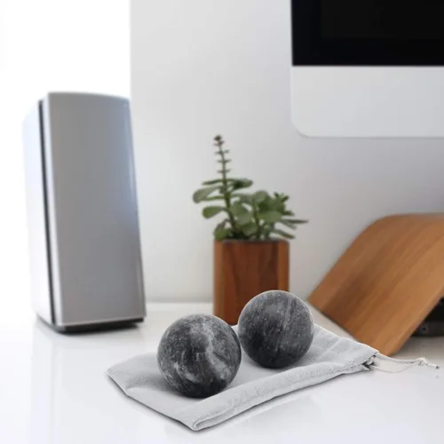 Miniatura 5 de Coolrunner Bolas de Baoding de mármol gris oscuro de 2 pulgadas para aliviar el estrés de la salud de la mano del ejercicio de la mano, bolas de mano