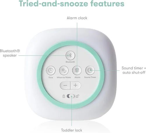Miniatura 7 de Frida Baby Reloj Despertador 3 en 1 + Máquina de Sonido + Luz Nocturna Reloj Despertador con Luz de Amanecer, Generador de Ruido Blanco