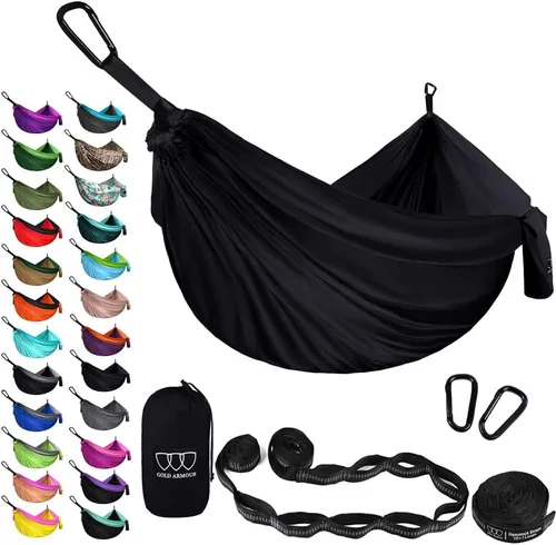 Miniatura 11 de Gold Armour Hamaca de camping – Hamaca doble XL, hamaca portátil, accesorios de camping, equipo para exteriores e interiores con correas de árbol