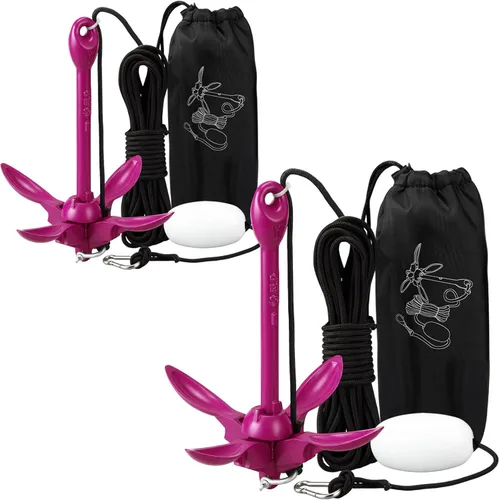 Miniatura 40 de Lounsweer Paquete de 2 anclajes de kayak marino de 1.5/3.5 libras, kit de anclaje plegable para barco, kayak, pesca, accesorios para botes pequeños