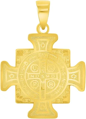 Miniatura 4 de Colgante de oro amarillo macizo de 14 k con cruz del Santo Padre San Benito (reversible), Oro amarillo, no aplica