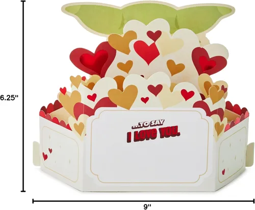 Miniatura 8 de Hallmark Paper Wonder - Tarjeta de amor desplegable, Star Wars Baby Yoda, para el día de San Valentín, aniversario o felicitación (gesto de amistad)