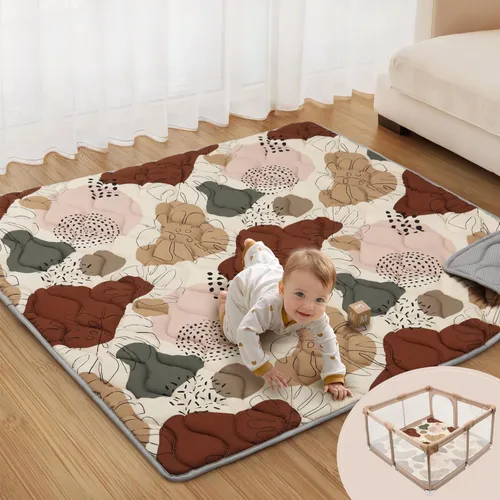 Miniatura 28 de Blissful Diary Alfombras de Juego para Bebés para Piso, Alfombra de 50x50 Pulgadas para Gatear para Corral, Alfombras de Juego de Espuma